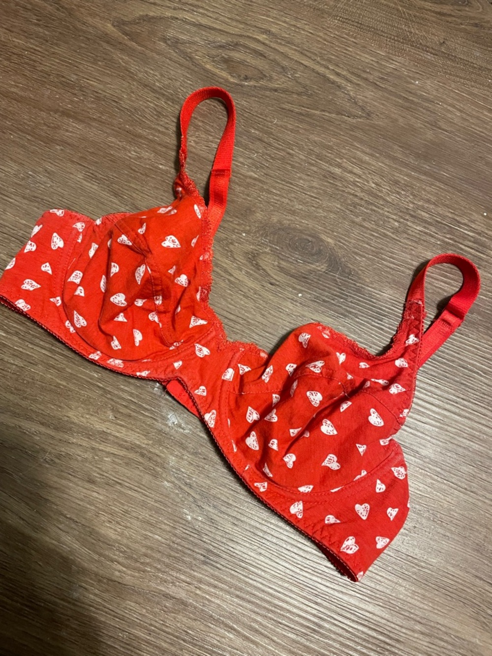 Victoria's Secret Y2K Cotton Red Heart-Print Underwire Bra 38C